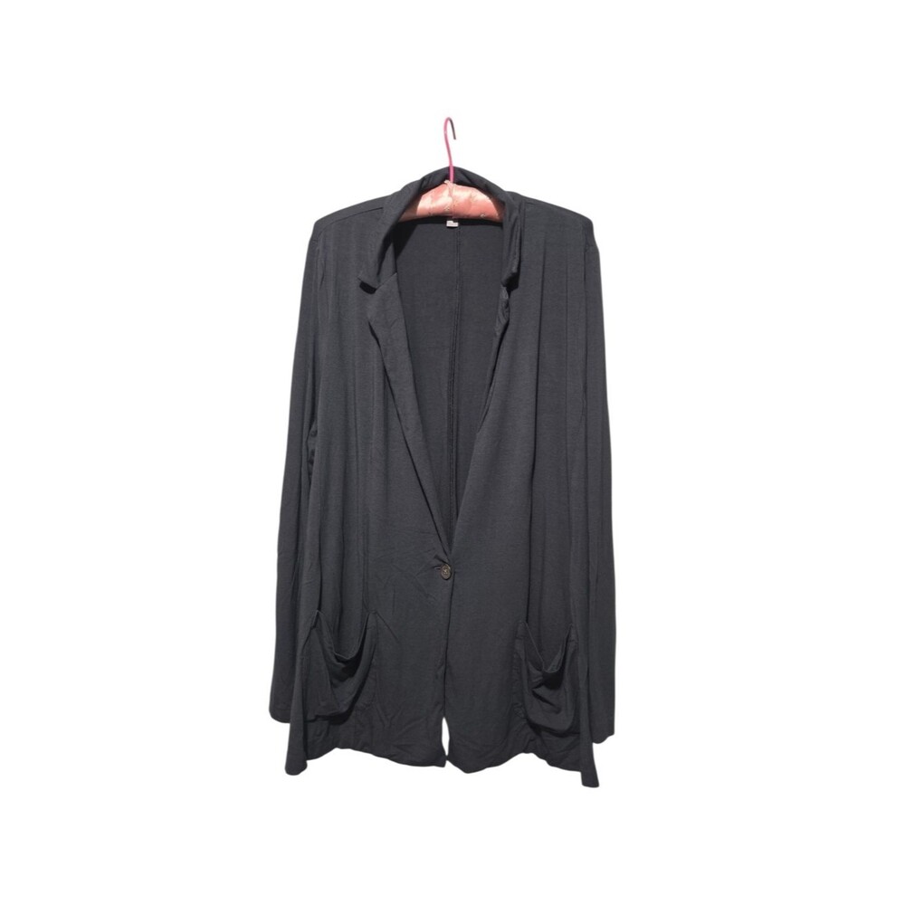 This J.Jill Jersey / Ponte Knit Blazer One Button Closure Grey Ladies Size XL